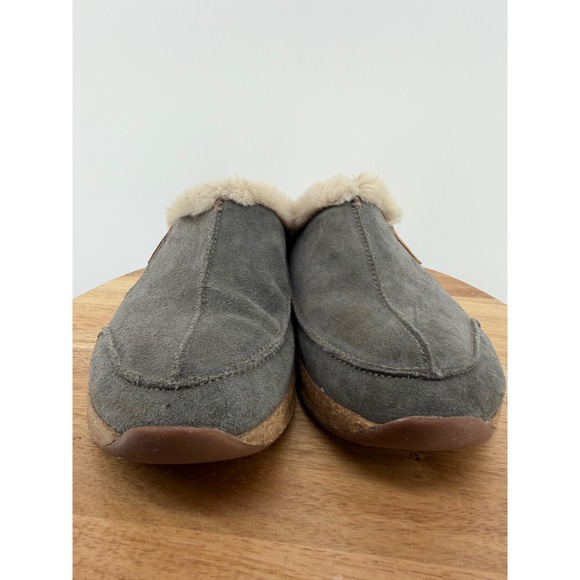 Taos Future Charcoal Gray Suede Faux Fur Lined Clog Mules Womens Size 9 - Picture 4 of 11